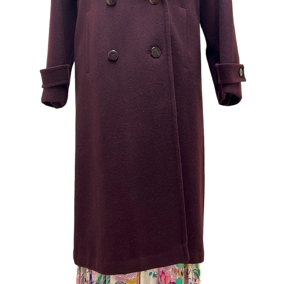 Vintage Stephanie Matthews Wool Coat Long Dark Purple Eggplant with Sc… - Picture 4 of 15
